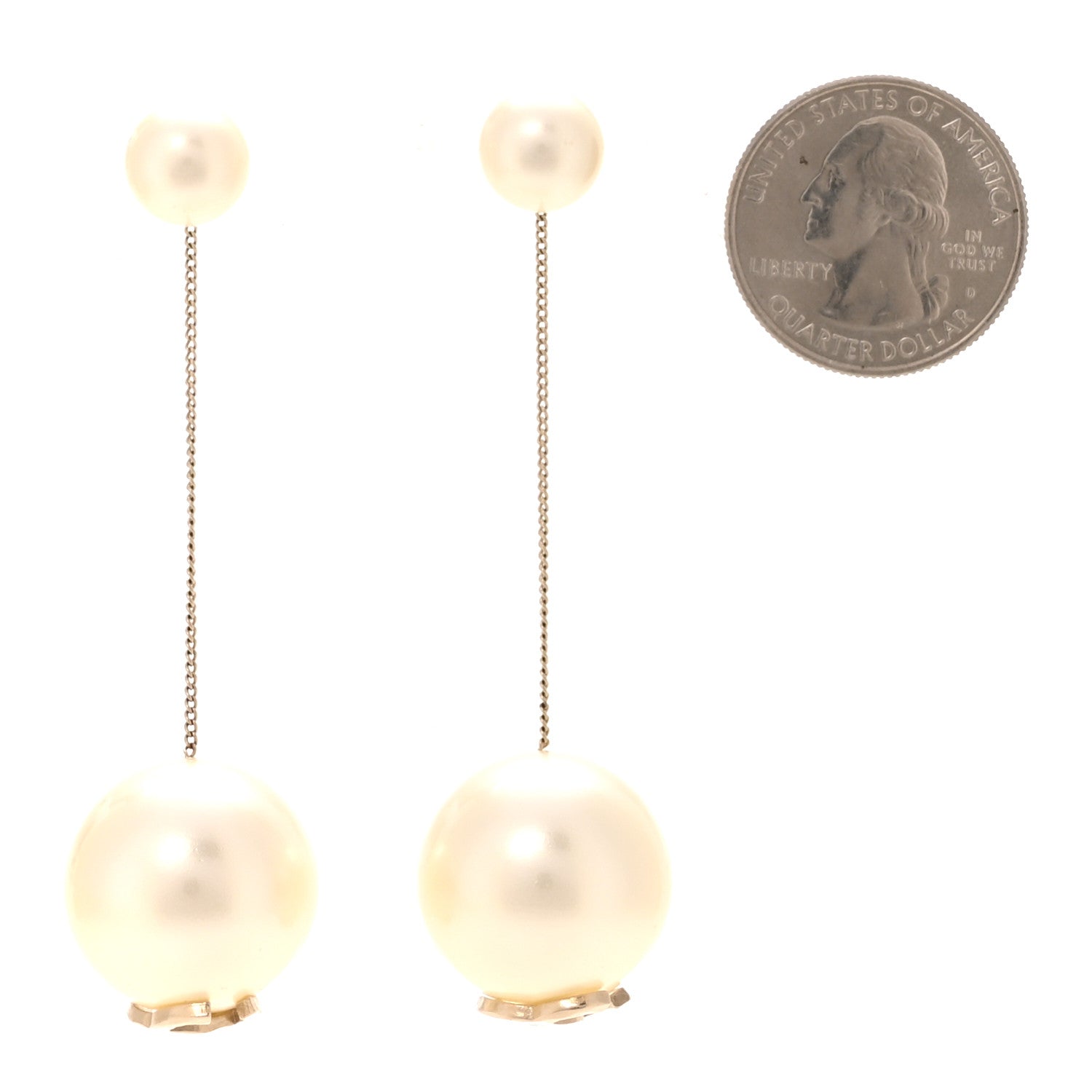 Chanel Pearl CC Chain Drop Earrings Gold 2 of 4
