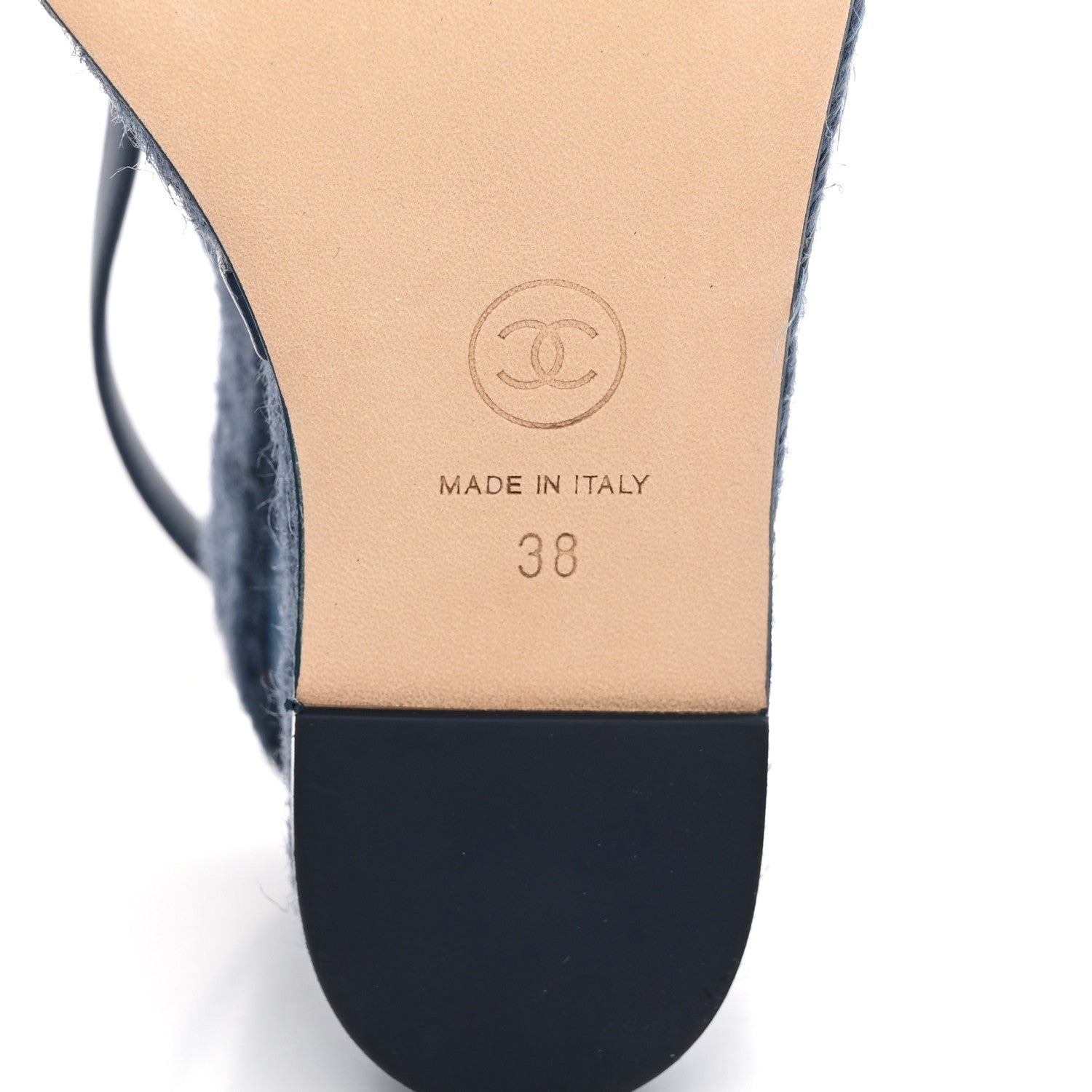 Chanel Washed Denim Braided Cord Wedge Sandals 38 Blue 7 of 12