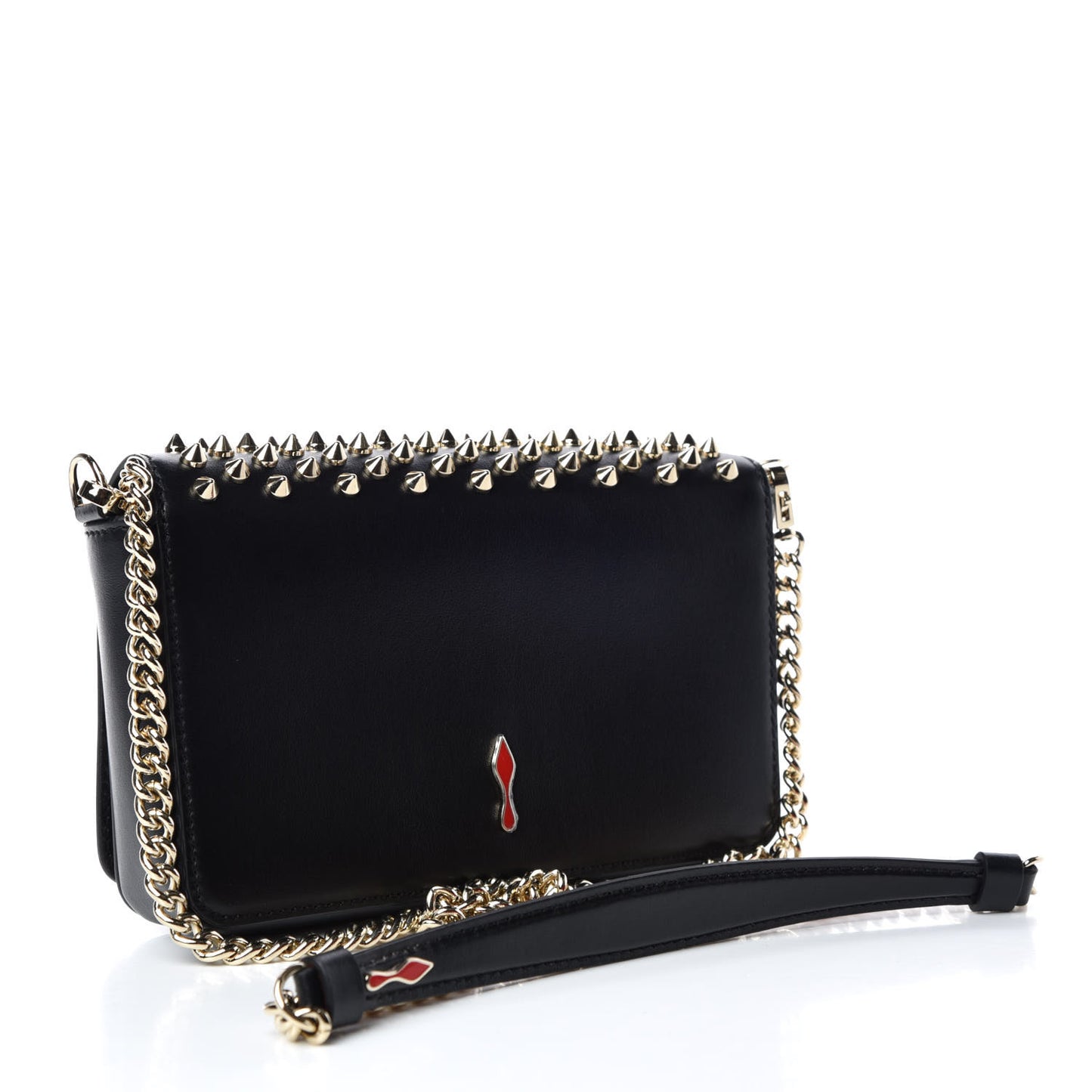 Calfskin Spiked Zoompouch Crossbody Black