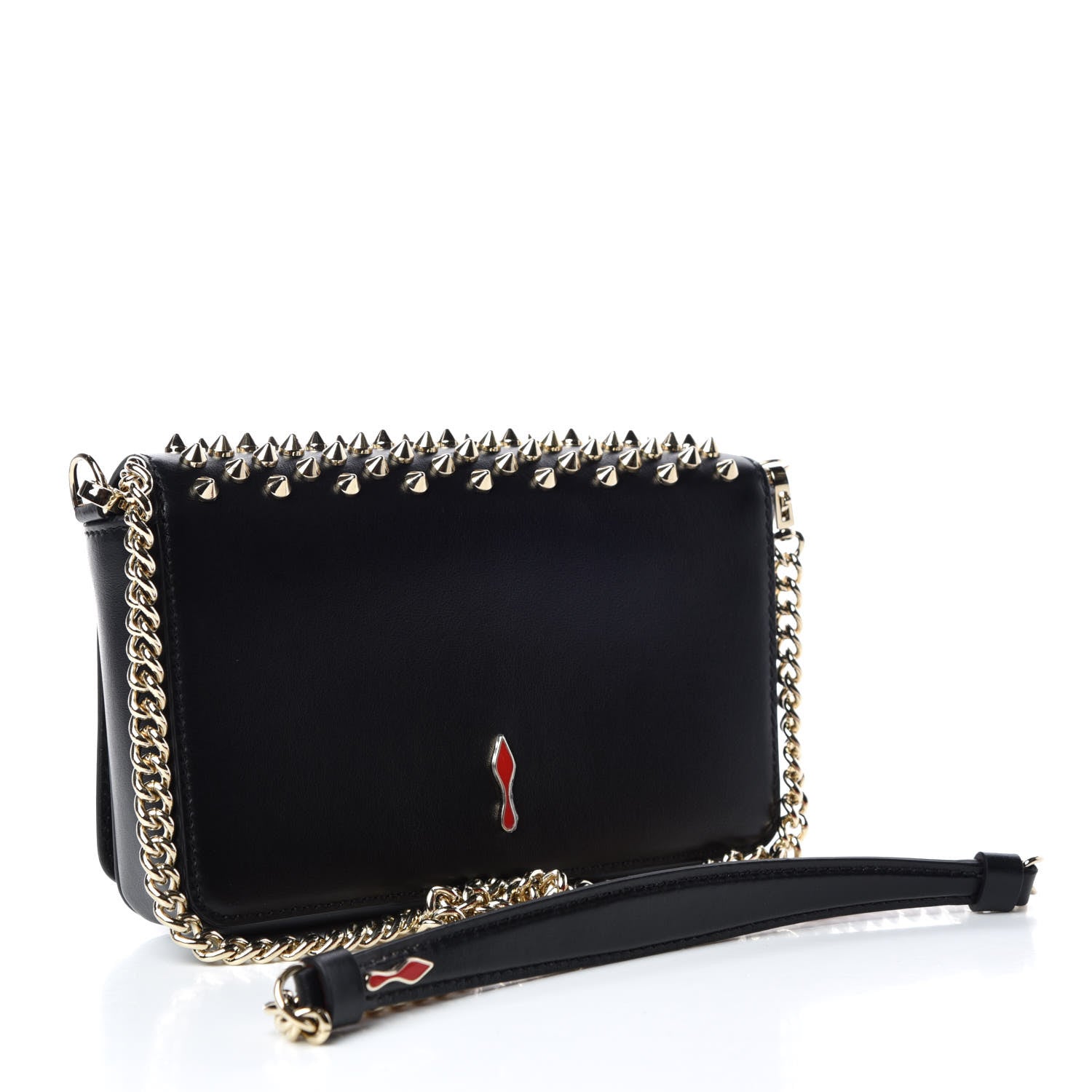 Christian Louboutin Calfskin Spiked Zoompouch Crossbody Black 3 of 8