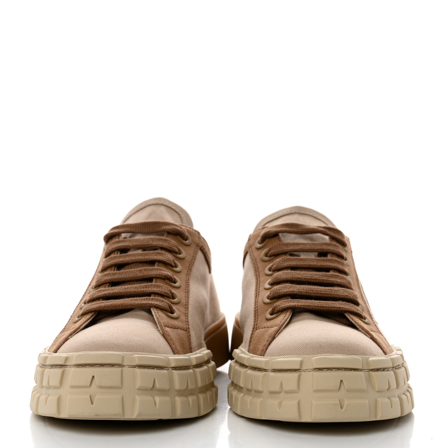 Prada Gabardine Triangle Logo Bi-Color Wheel 35mm Sneakers 37 Corda Kaki 2 of 9