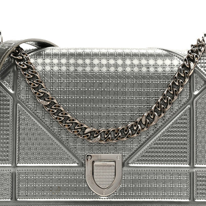Christian Dior Metallic Patent Micro-Cannage Medium Diorama Flap Bag Silver 8 of 10