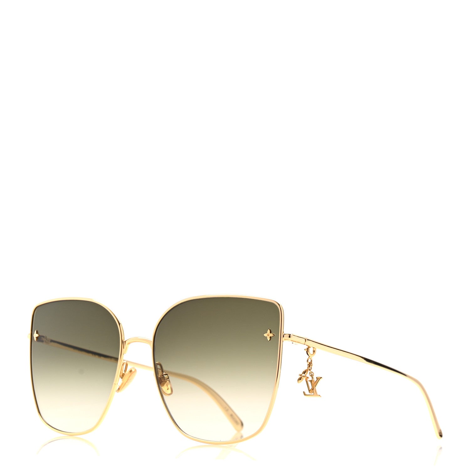 Louis Vuitton Metal LV Charm Cat Eye Sunglasses Z1720U Gold 1 of 8