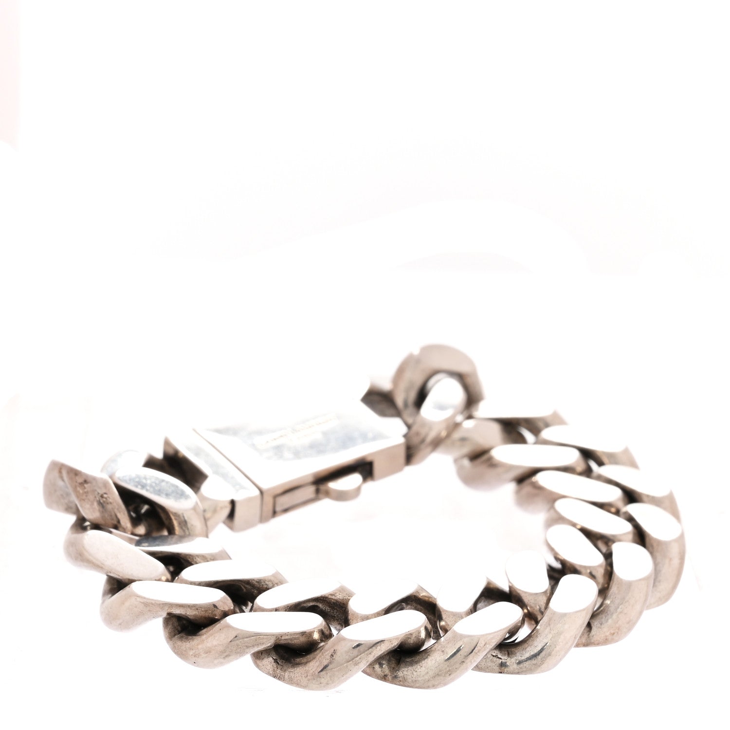 ブレスレット saint laurent oxidised silver bracelet M Saint Laurent Metal Curb Chain Bracelet Oxidized Silver 1783992