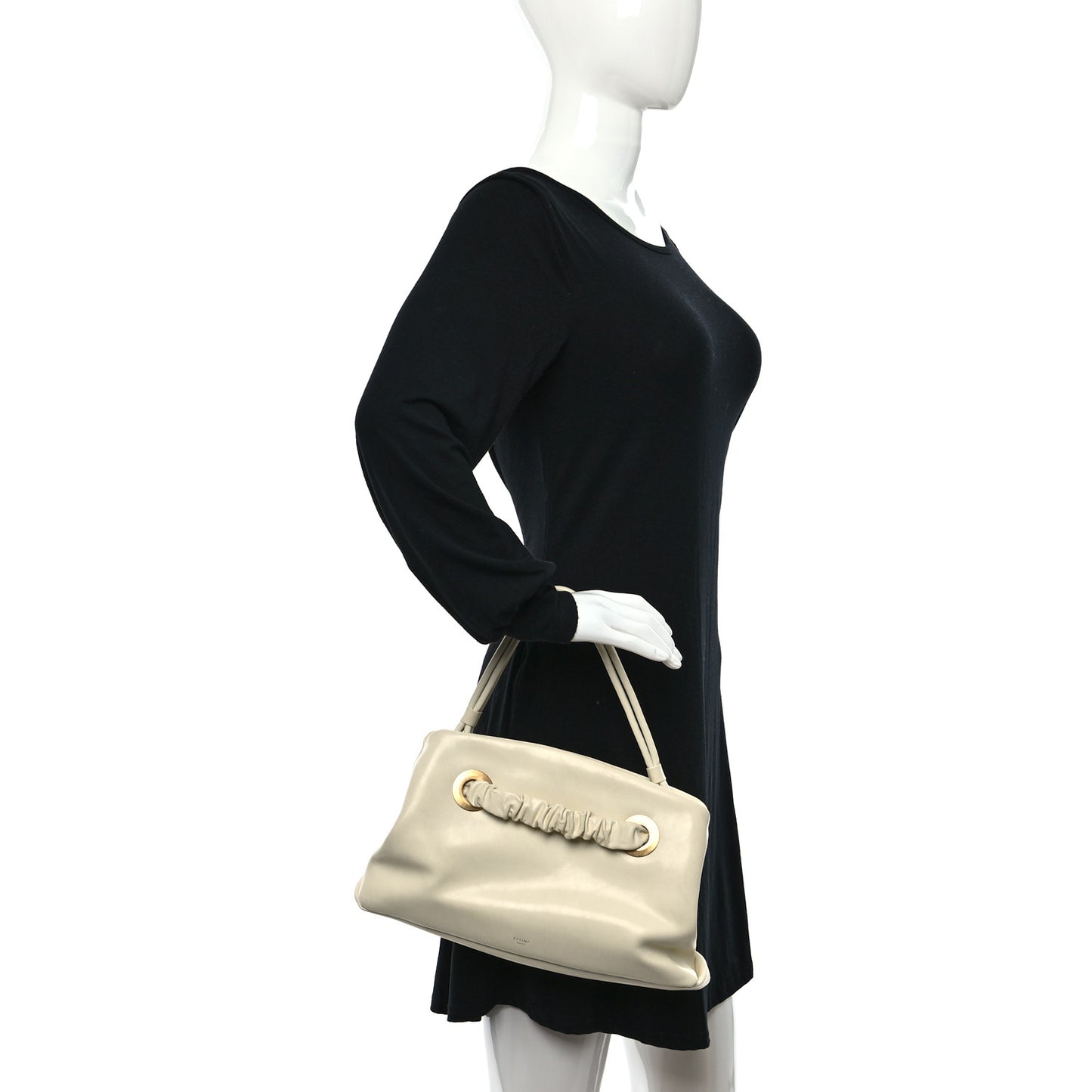 Smooth Calfskin Eyelet Small Top Handle Bag White