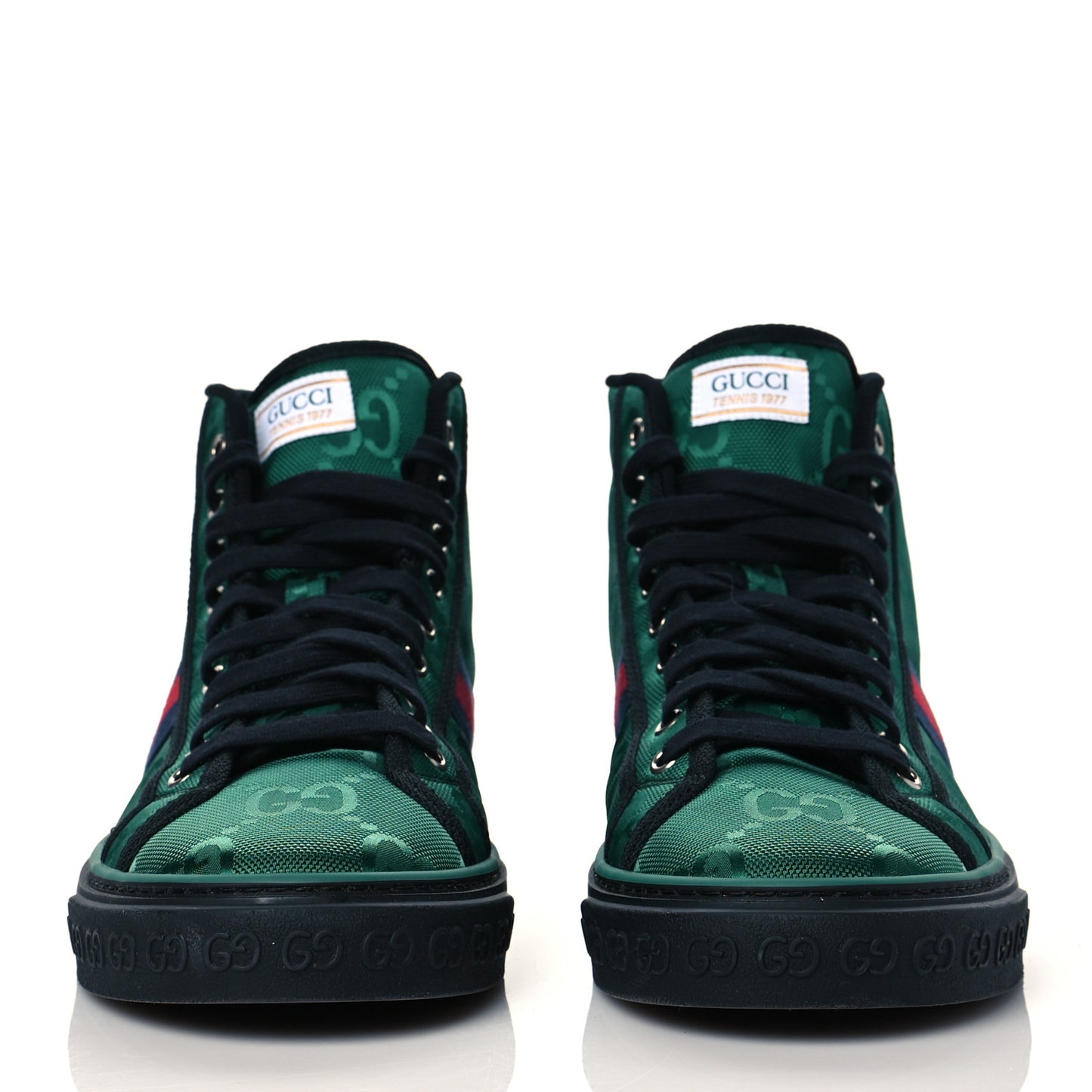 Econyl Nylon Web Monogram Off The Grid Mens 1977 Tennis High Top Sneakers 10.5 Scrabble Green Black