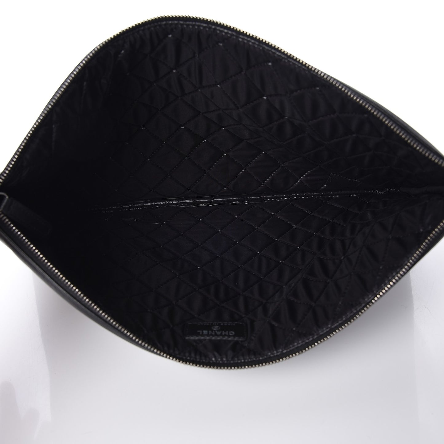 Lambskin Patent Quilted Large Cosmetic Case Black