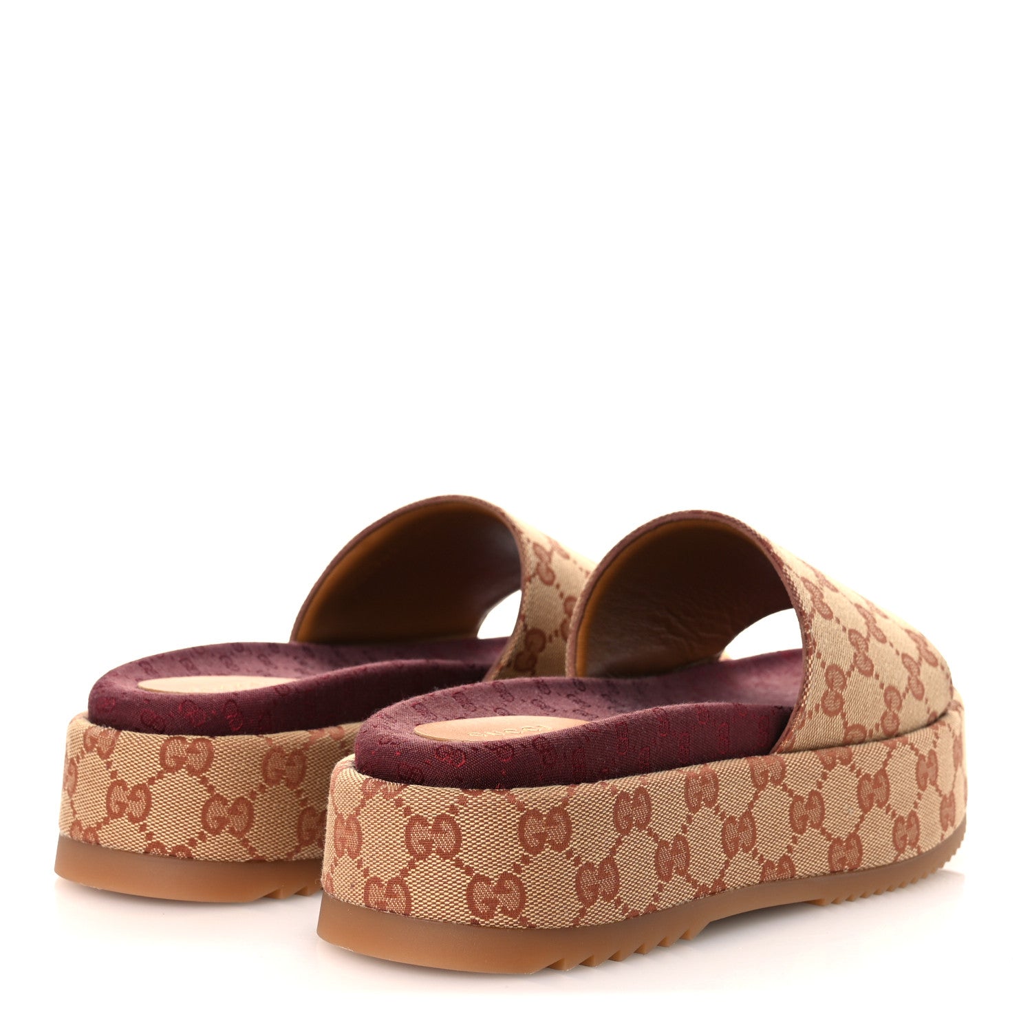 Gucci Canvas GG Monogram Angelina Platform Slide Sandals 39 Beige Ruggine 5 of 11