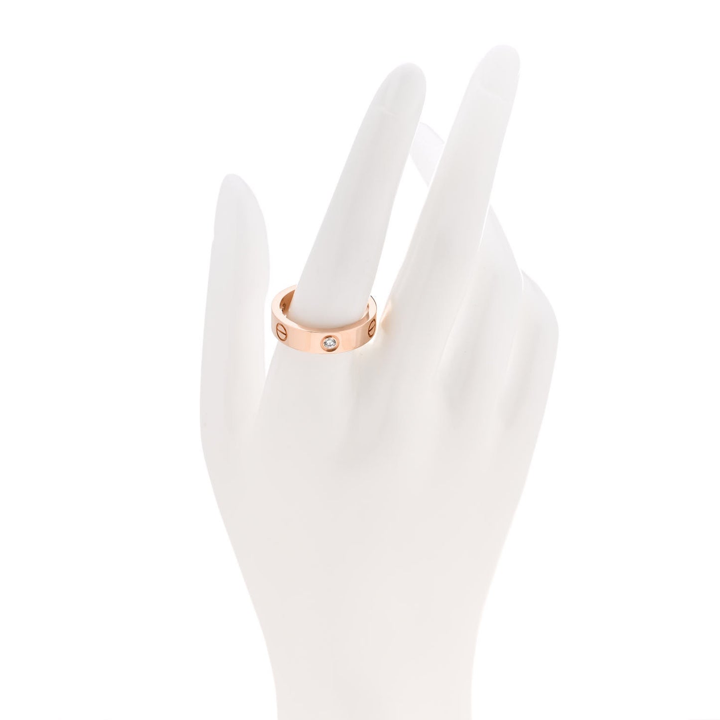 18K Pink Gold 3 Diamond 5.5mm LOVE Ring 61 9.5