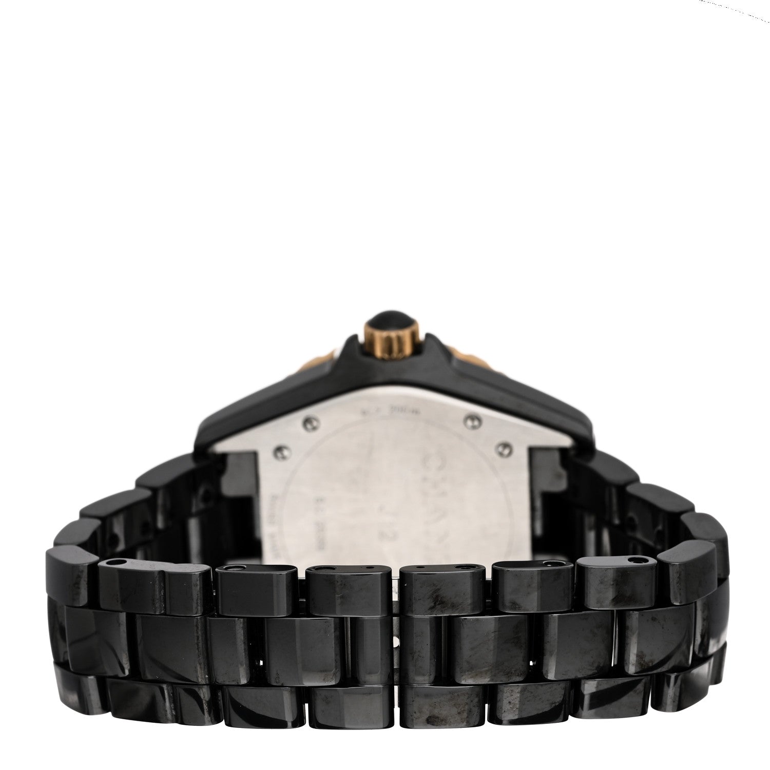 Chanel Stainless Steel 18K Yellow Gold Ceramic Diamond 38mm J12 Quartz Watch Black 3 of 5