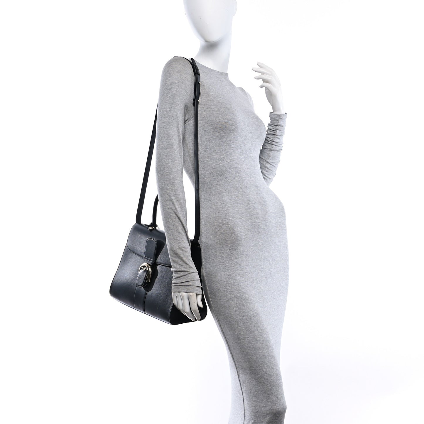 Box Calfskin MM Brillant Satchel Black Black