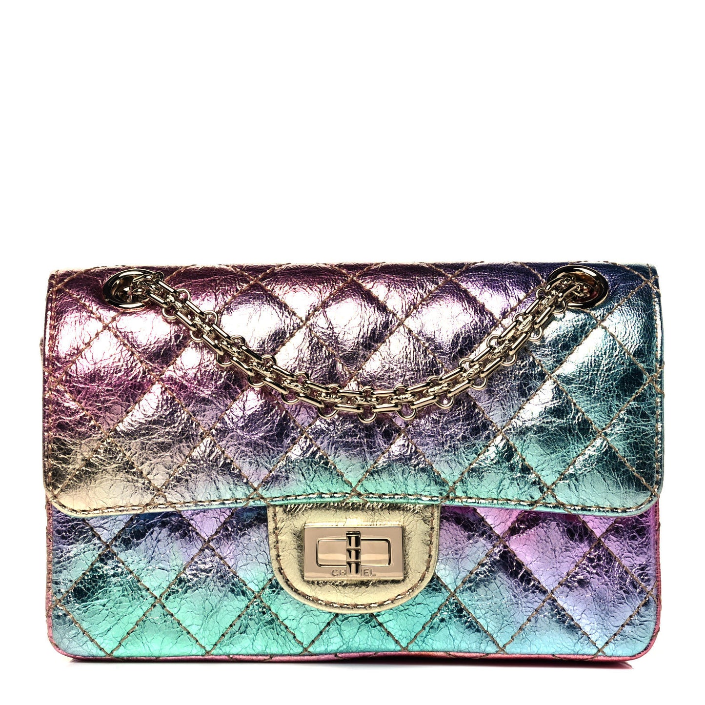 Metallic Goatskin Quilted Mini 2.55 Reissue Flap Multicolor