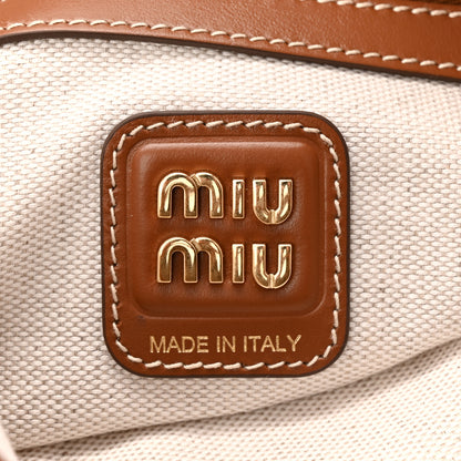 Miu Miu Canvas Calfskin Striped Ivy Beige Naturale Moro 6 of 9