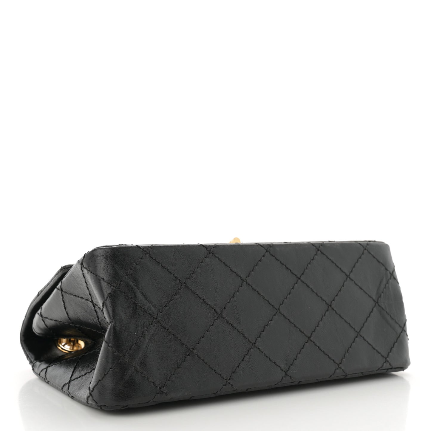Aged Calfskin Quilted 2.55 Reissue Mini Flap Black
