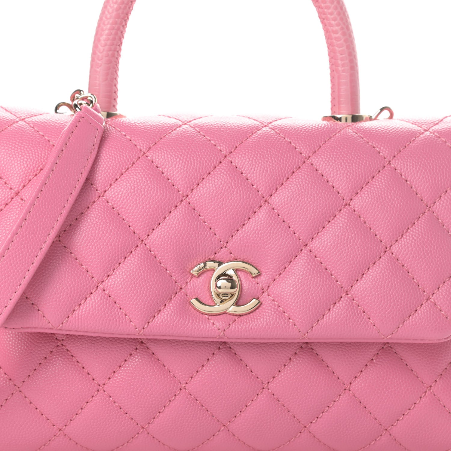 Chanel Caviar Lizard Embossed Quilted Mini Coco Handle Flap Pink 8 of 11