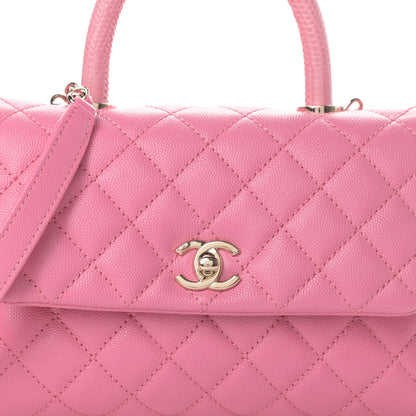 Chanel Caviar Lizard Embossed Quilted Mini Coco Handle Flap Pink 8 of 11