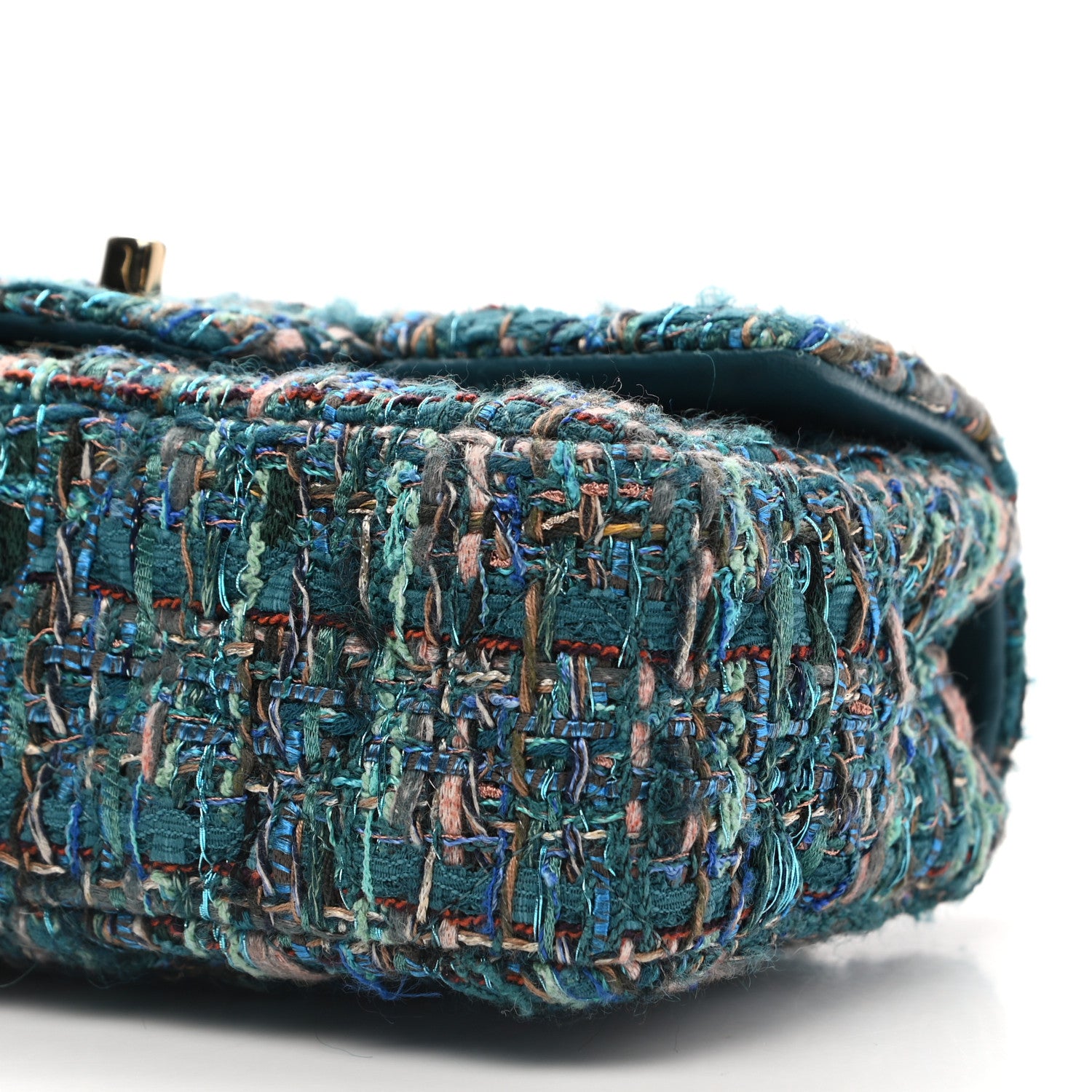 Chanel Tweed Quilted Egyptian Mini Rectangular Flap Turquoise 10 of 11
