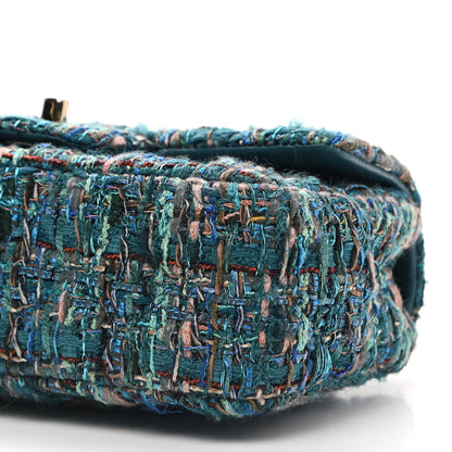Chanel Tweed Quilted Egyptian Mini Rectangular Flap Turquoise 10 of 11