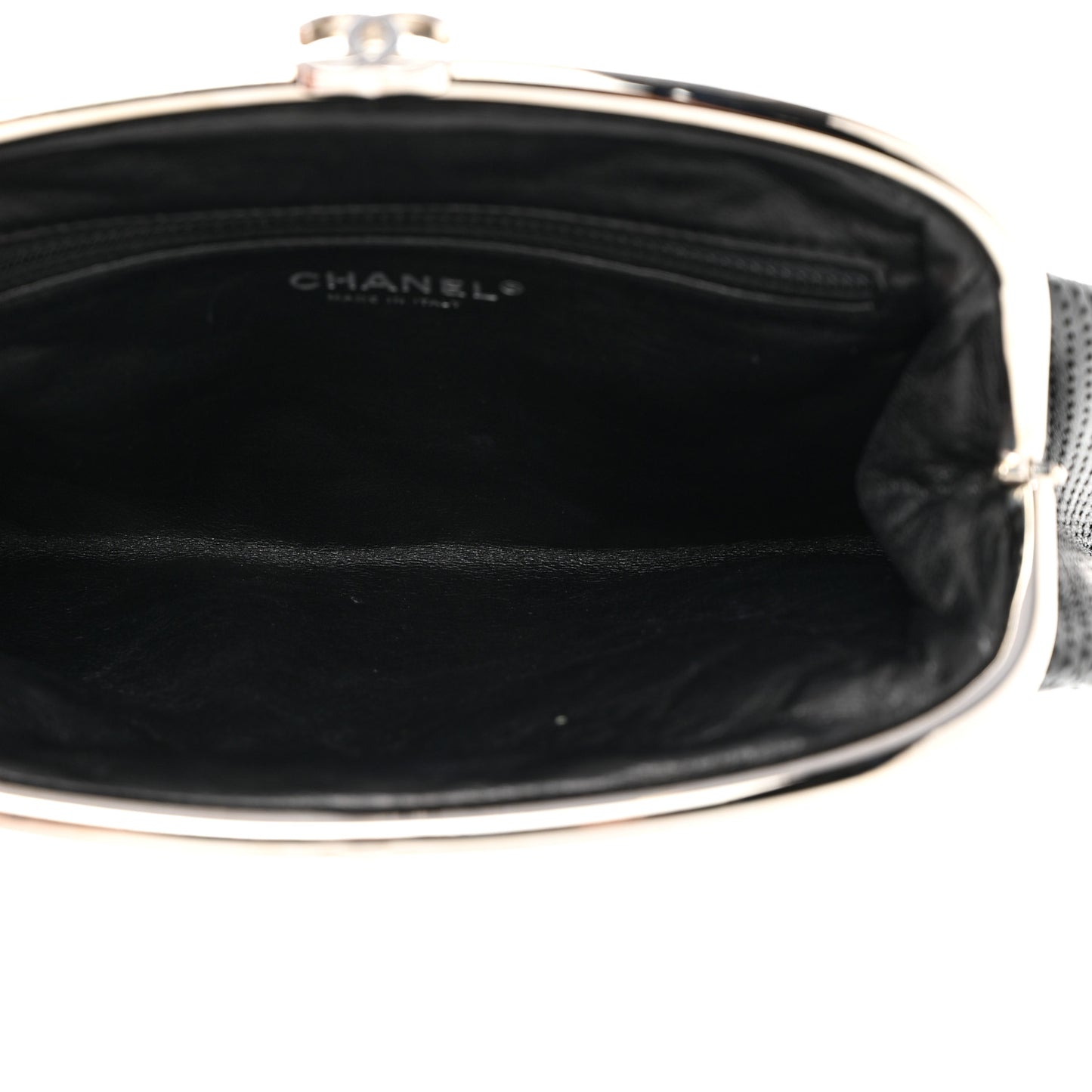 Lambskin Perforated Timeless Clutch Black