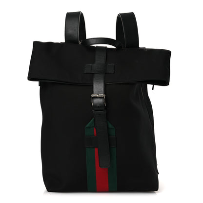 Gucci Techno Canvas Web Single Buckle Backpack Black 1 of 15