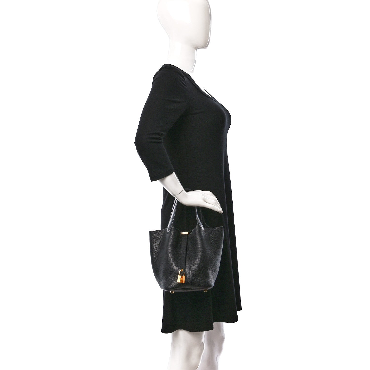 Hermes Taurillon Clemence Matte Alligator Picotin Lock Touch 18 PM Black 2 of 9