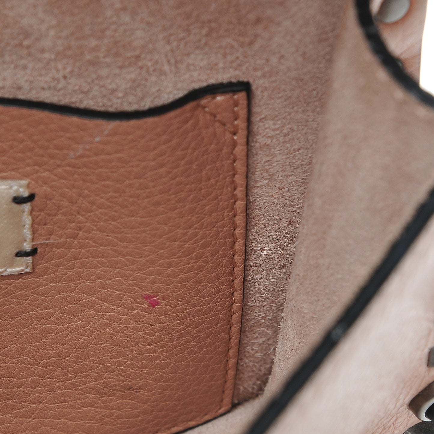 Grained Calfskin Onyx Small Guitar Strap Rockstud Rolling Shoulder Flap Bag Soft Noisette