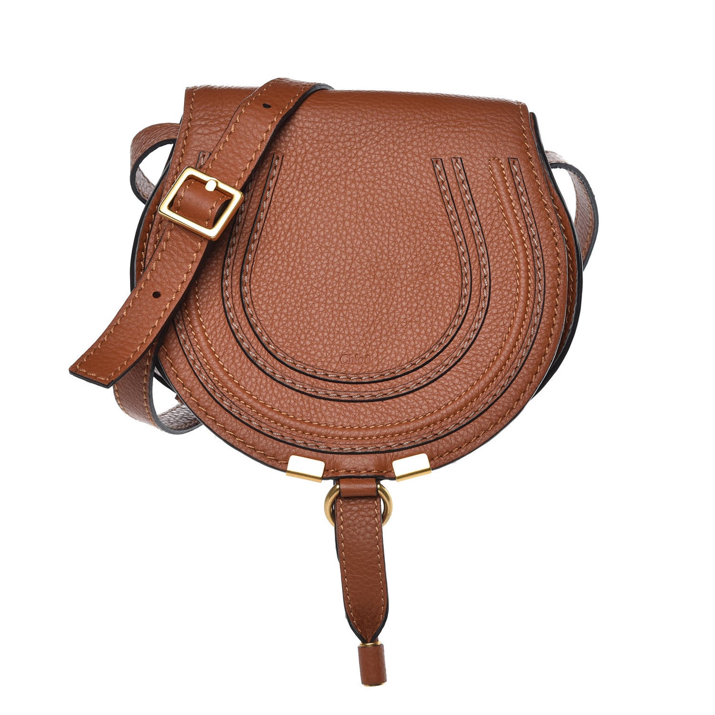 Calfskin Mini Marcie Round Crossbody Bag Tan