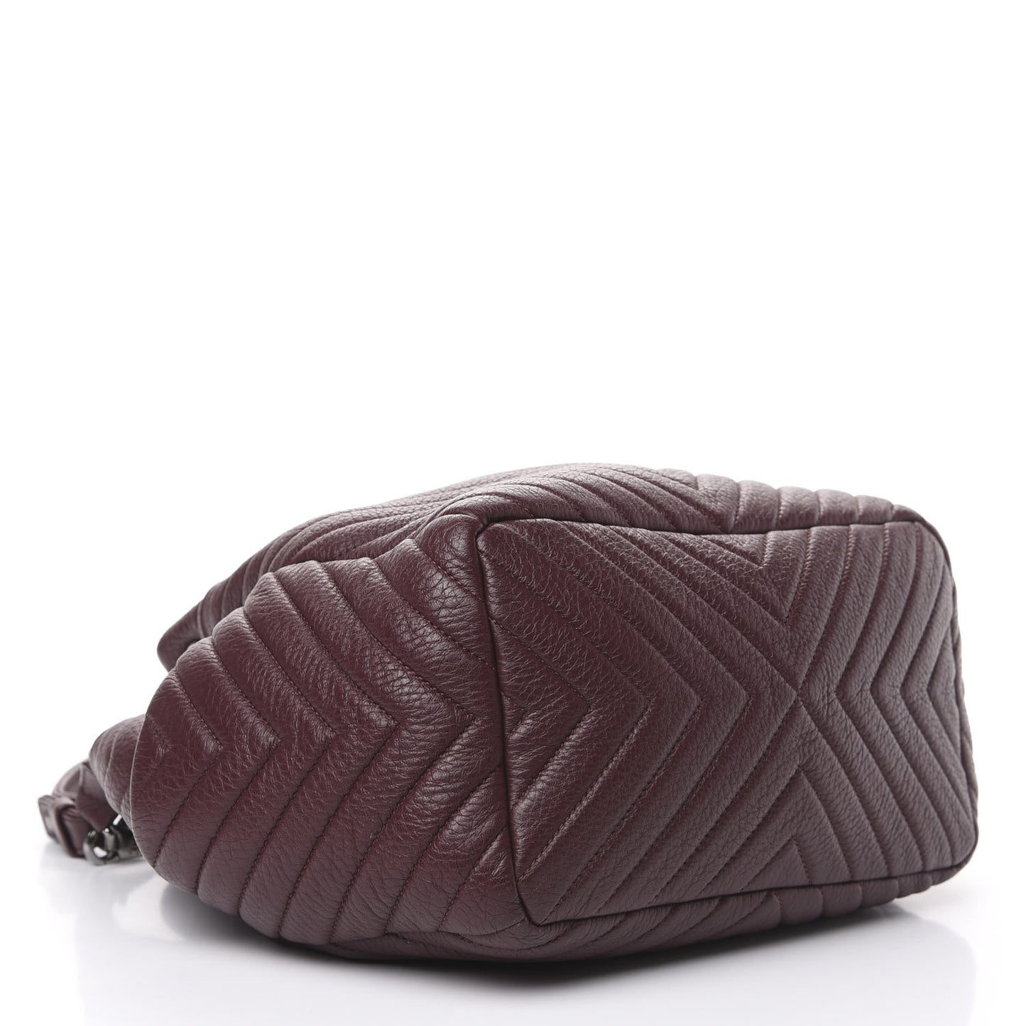 Deerskin Chevron Medium CC Chain Bucket Drawstring Bag Burgundy