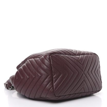 Chanel Deerskin Chevron Medium CC Chain Bucket Drawstring Bag Burgundy 3 of 8