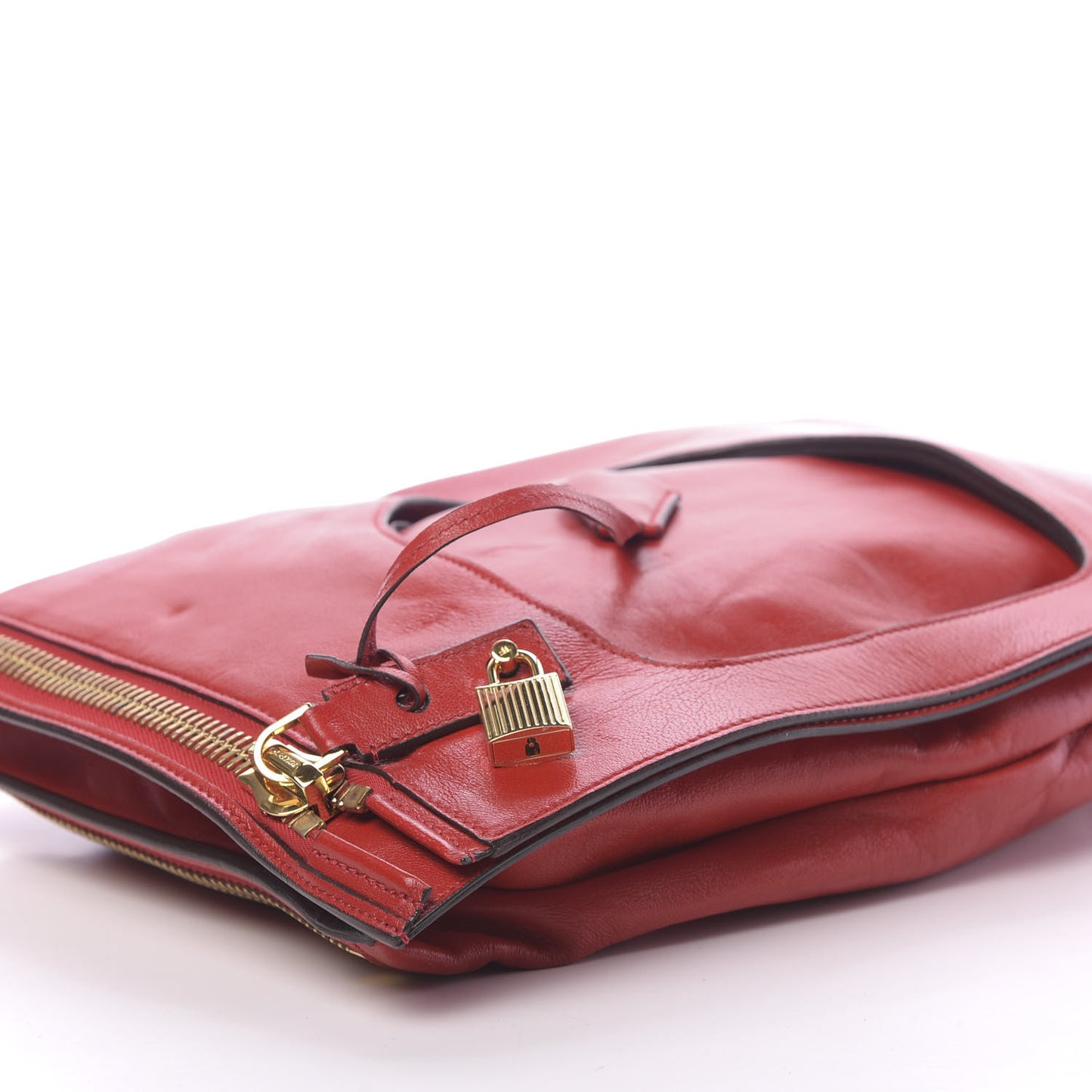 Ramskin Small Alix Padlock Zip Shoulder Bag Dark Orange