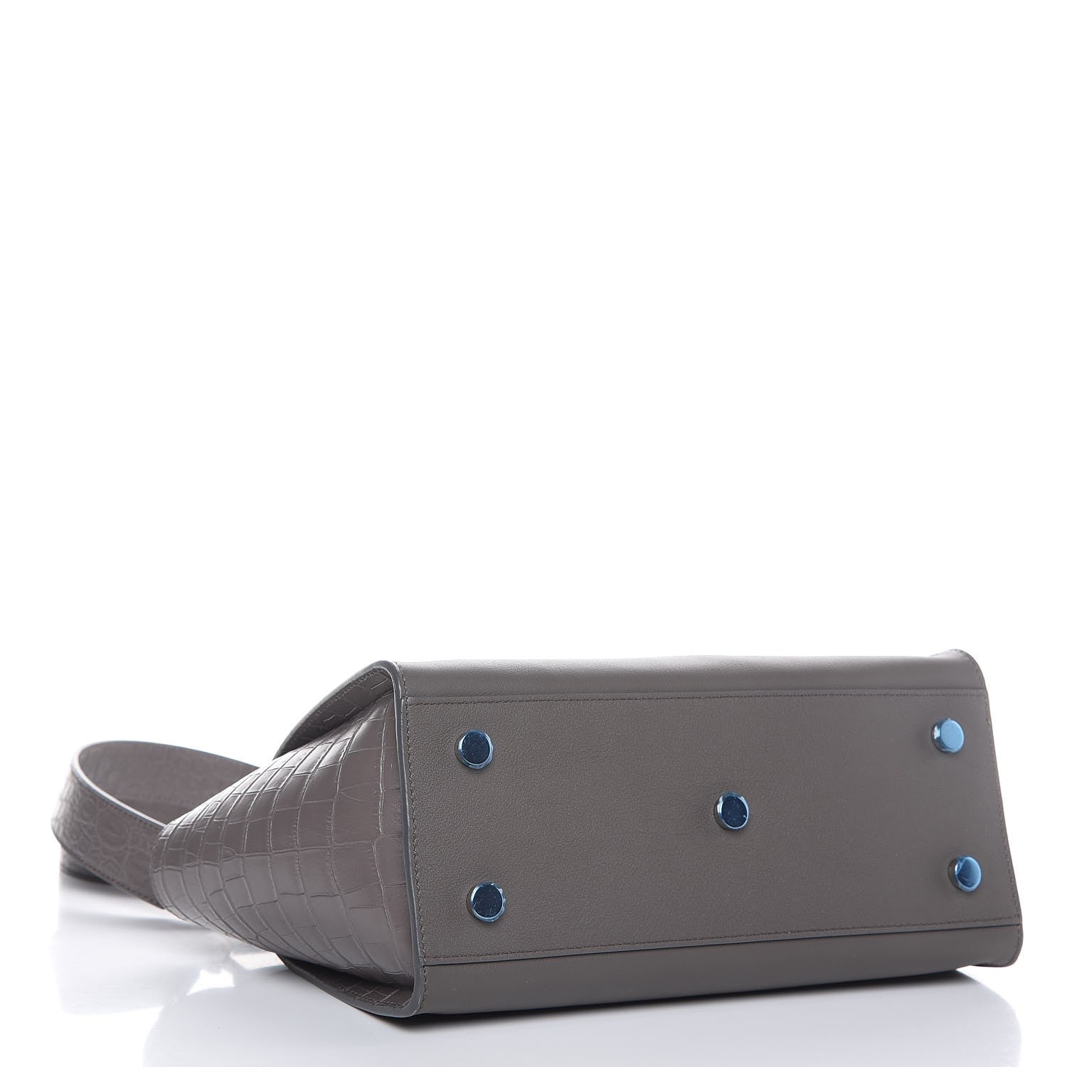 Saint Laurent Smooth Calfskin Crocodile Embossed Baby Monogram Downtown Cabas Earth 4 of 7