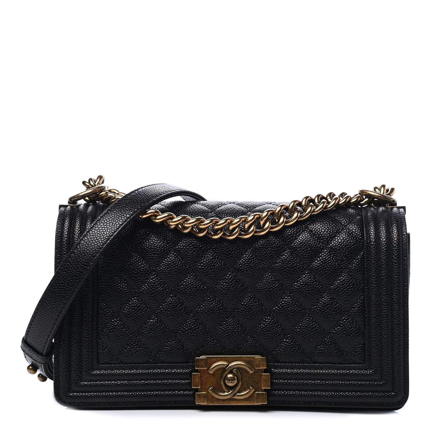 Caviar Quilted Medium Boy Flap Black
