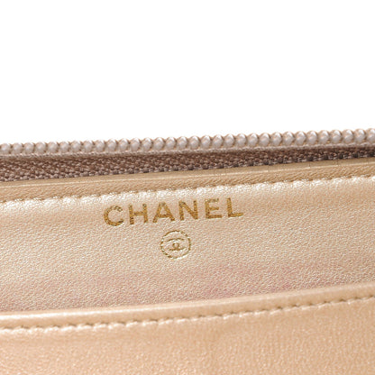 Chanel Lambskin Camellia Embossed Large Gusset Zip Around Wallet Beige 6 of 12