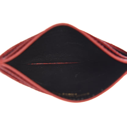 Saint Laurent Grain De Poudre Matelasse Chevron Credit Card Case New Red 5 of 9