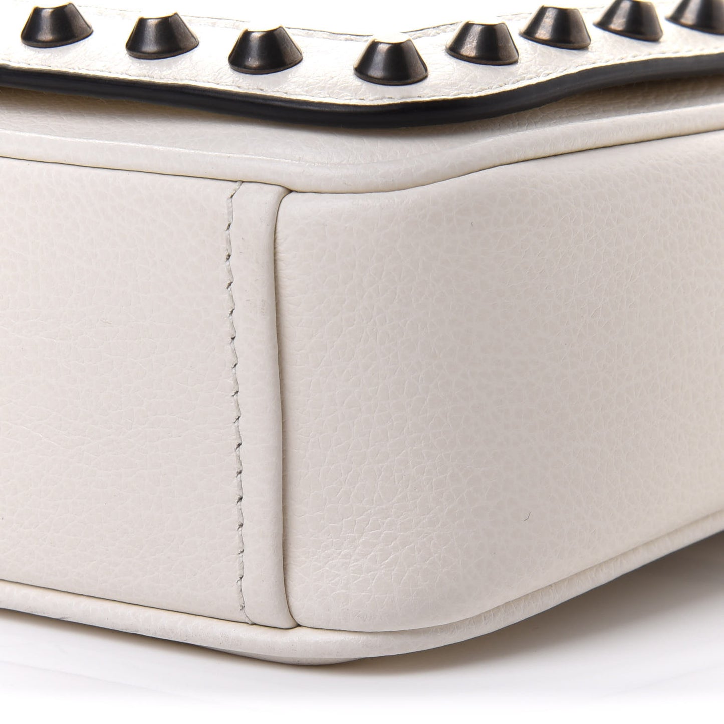 Glace Calfskin Studded Crossbody White
