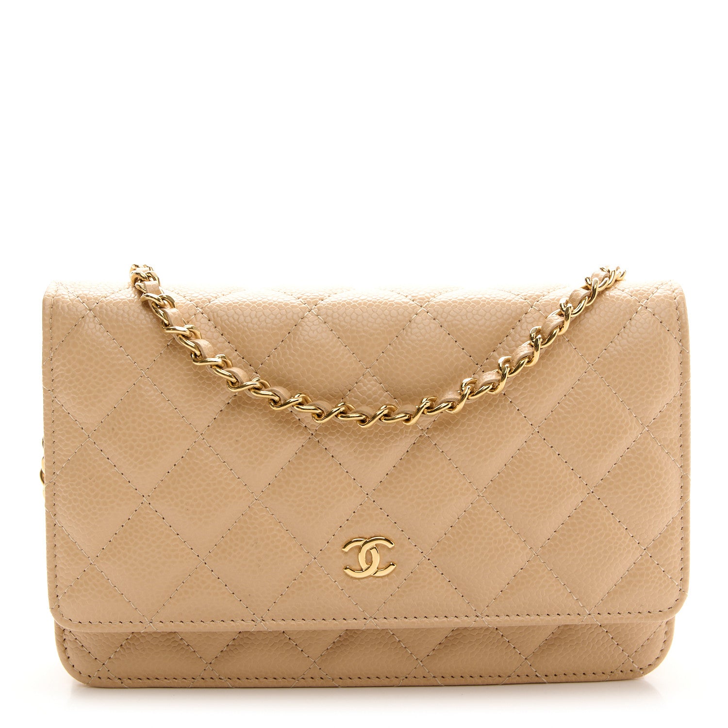 Chanel Caviar Quilted Wallet on Chain WOC Beige 1 of 11