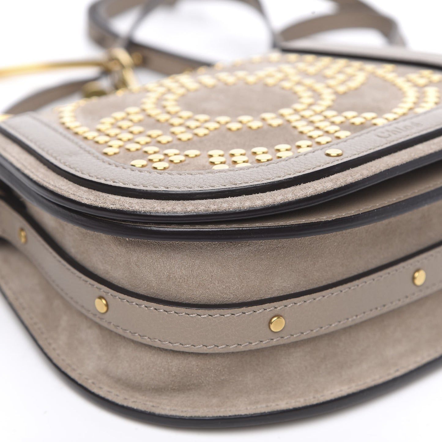 Calfskin Suede Small Constellation Studs Nile Bracelet Bag Motty Grey