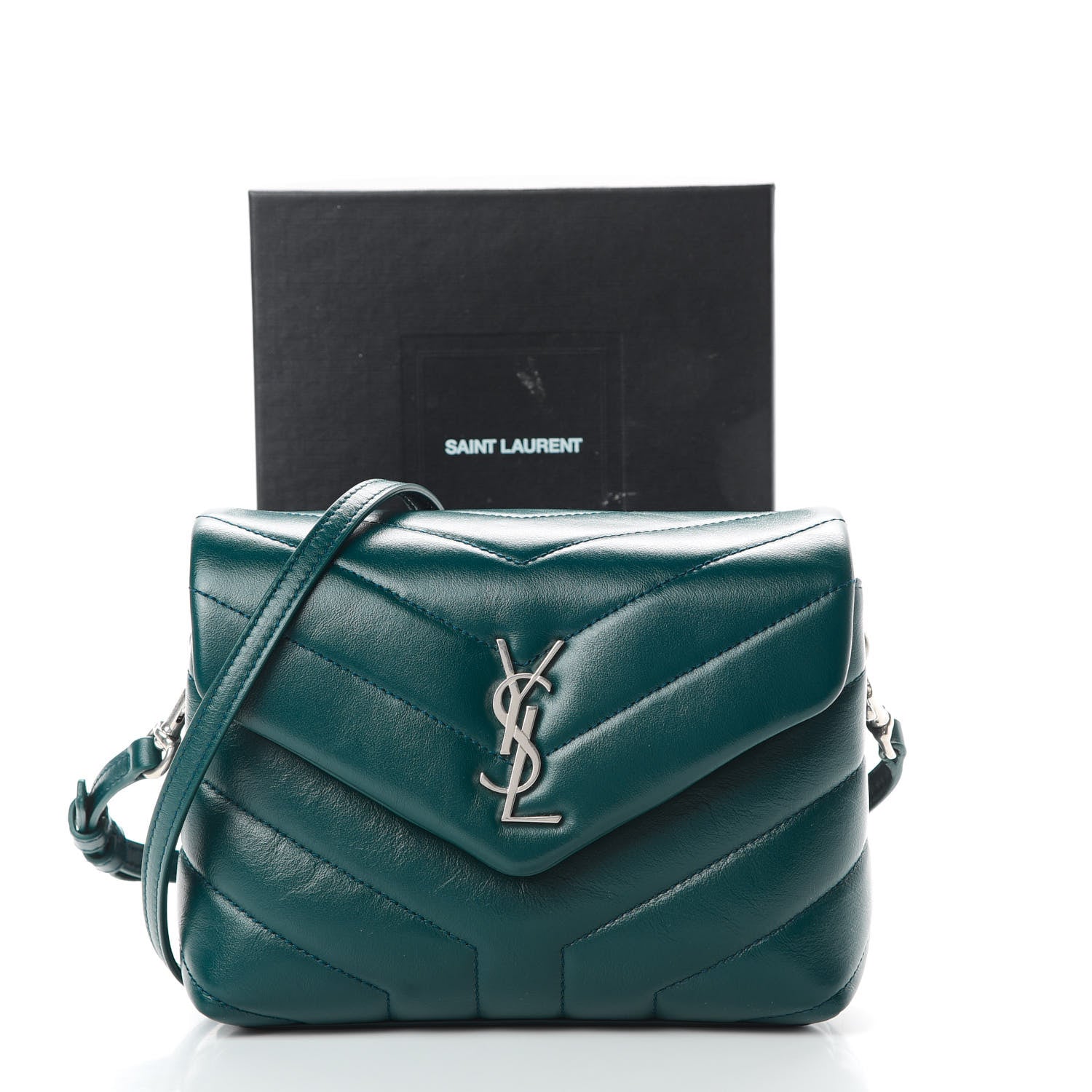 Saint Laurent Calfskin Y Quilted Monogram Toy Loulou Satchel Dark Turquoise 13 of 13