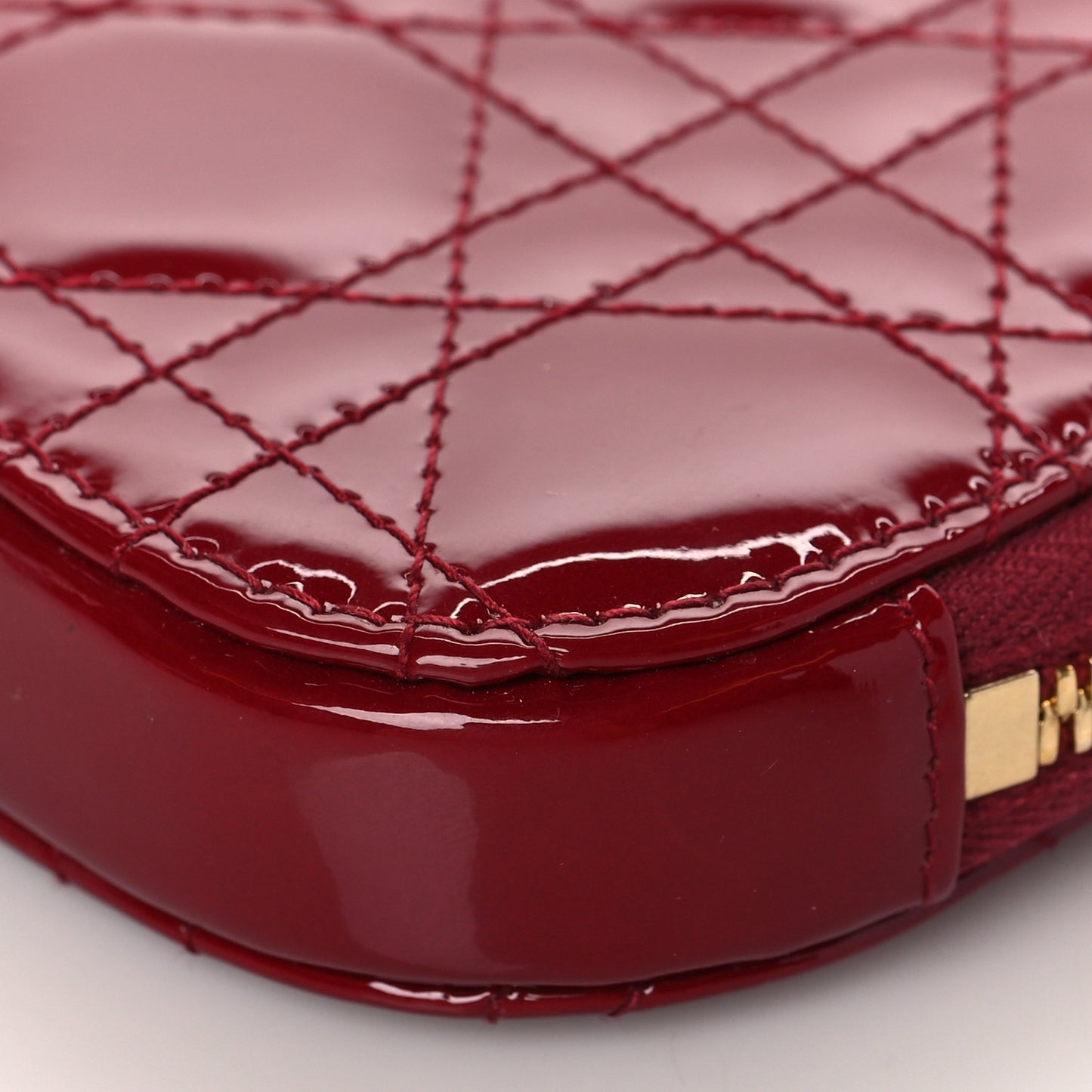 Patent Cannage Lady Dior Phone Holder Red