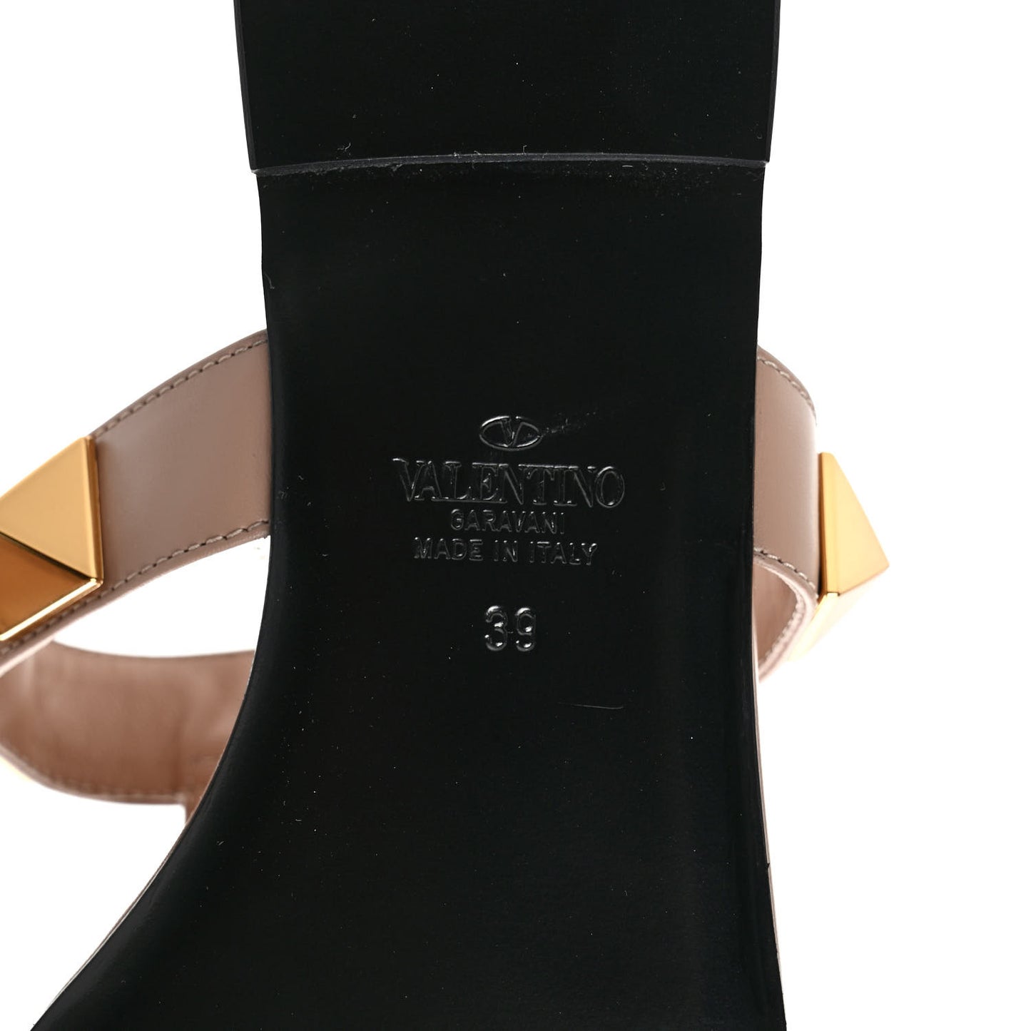Calfskin Roman Stud Flat Slide Sandals 39 Rose Cannelle