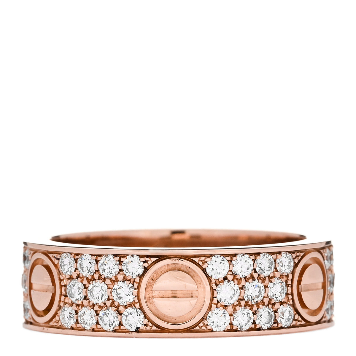 18K Pink Gold Diamond 6.5mm LOVE Paved Ring 60 9