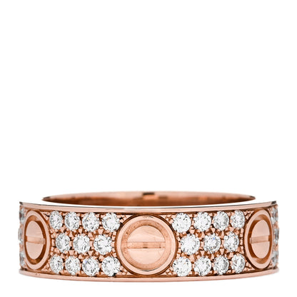 Cartier 18K Pink Gold Diamond 6.5mm LOVE Paved Ring 60 9 1 of 5