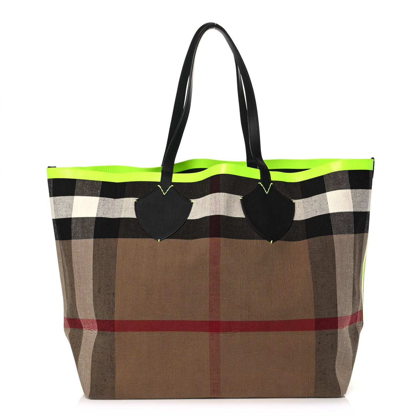 Canvas Mega Check Extra Large The Giant Reversible Tote Black Neon Yellow