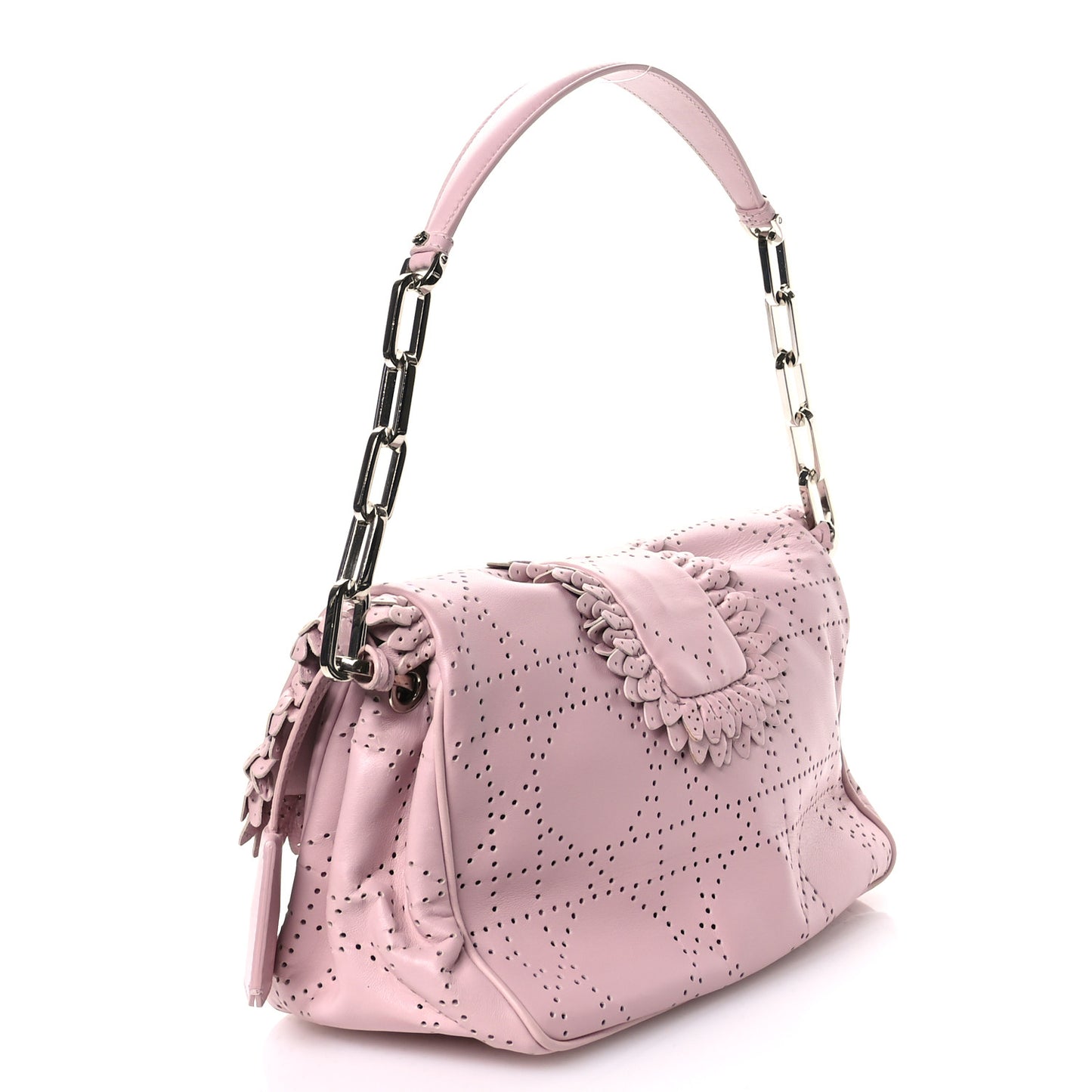 Lambskin Cannage Ruffle New Lock Flap Pink