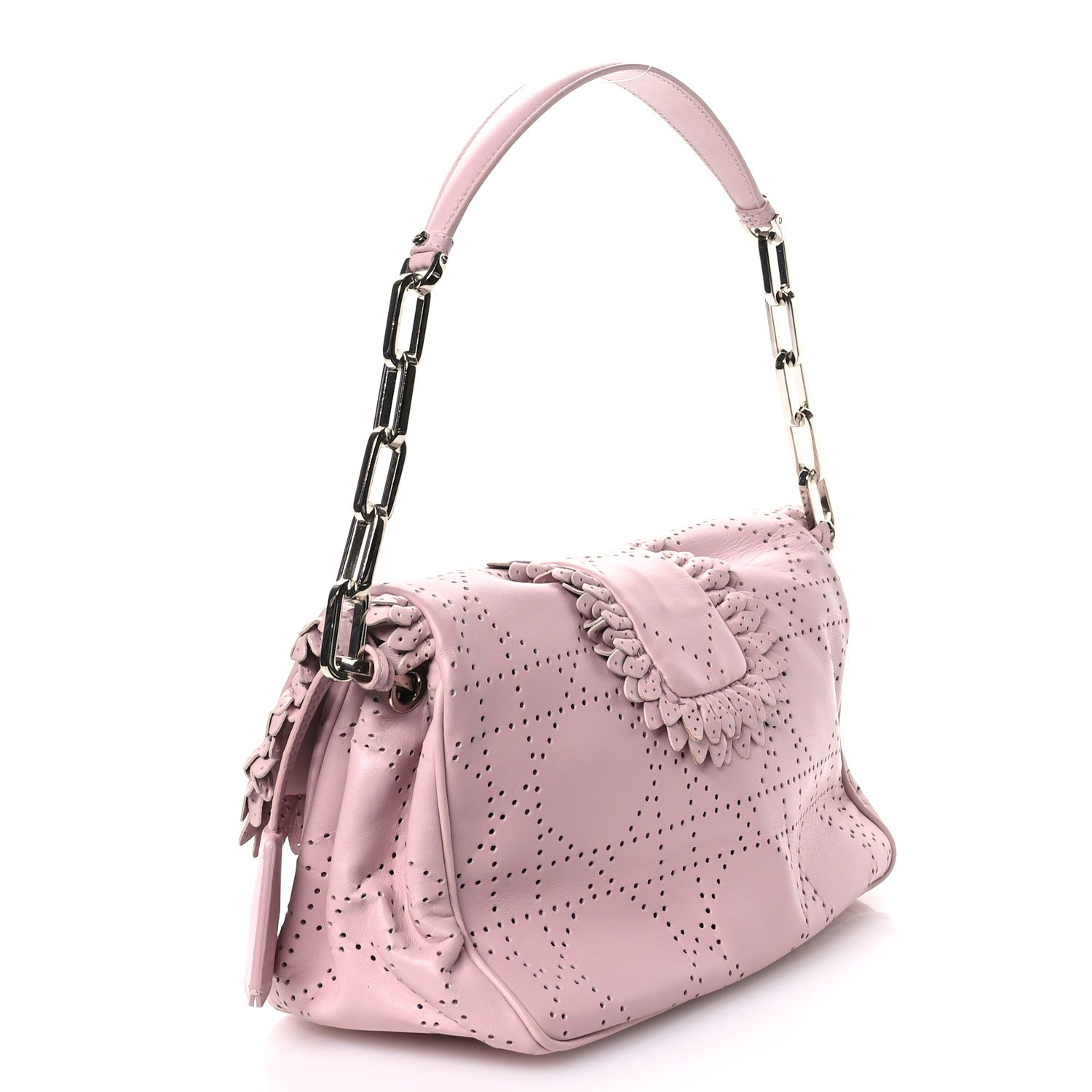 Christian Dior Lambskin Cannage Ruffle New Lock Flap Pink 3 of 11