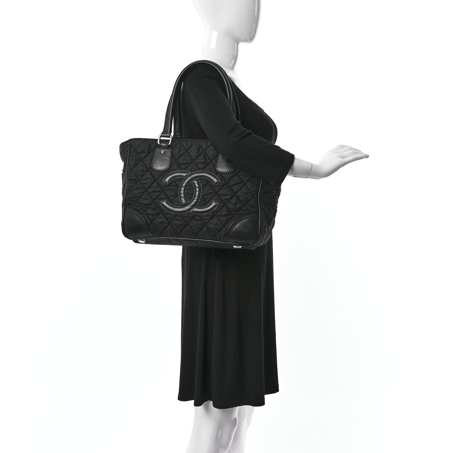 Chanel Nylon Calfskin Paris New York Tote Bag Black 2 of 10