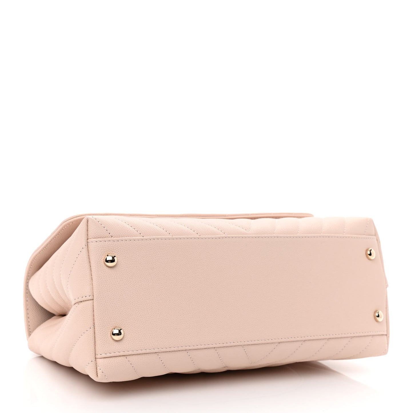 Caviar Chevron Quilted Small Coco Handle Flap Beige