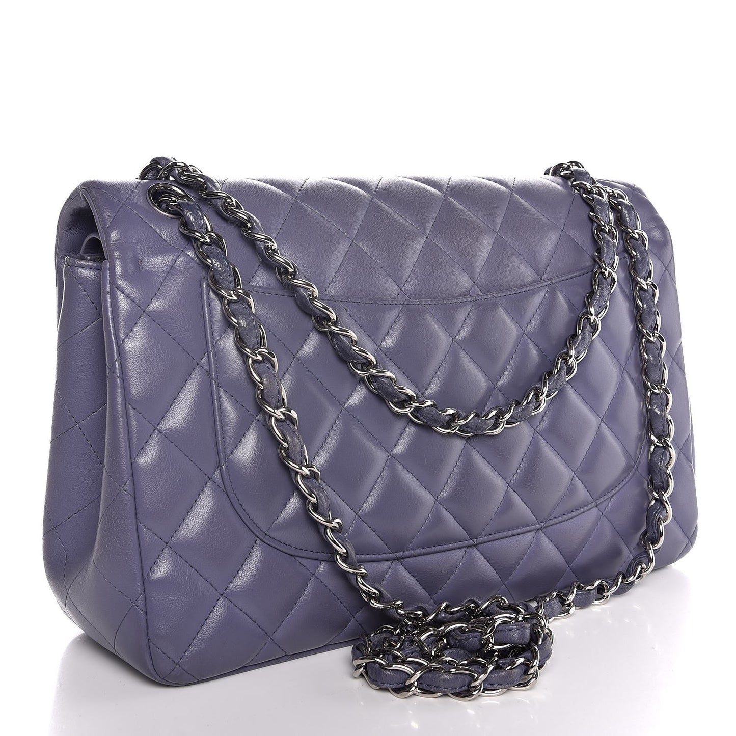Lambskin Quilted Jumbo Double Flap Light Purple