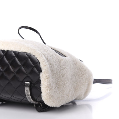 Chanel Glazed Calfskin Shearling Quilted Small Mountain Backpack Black Ivory 6 of 9