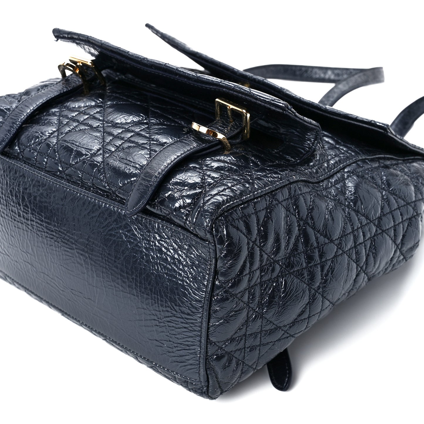 Ceramic Effect Deerskin Cannage Large Stardust Backpack Navy Blue